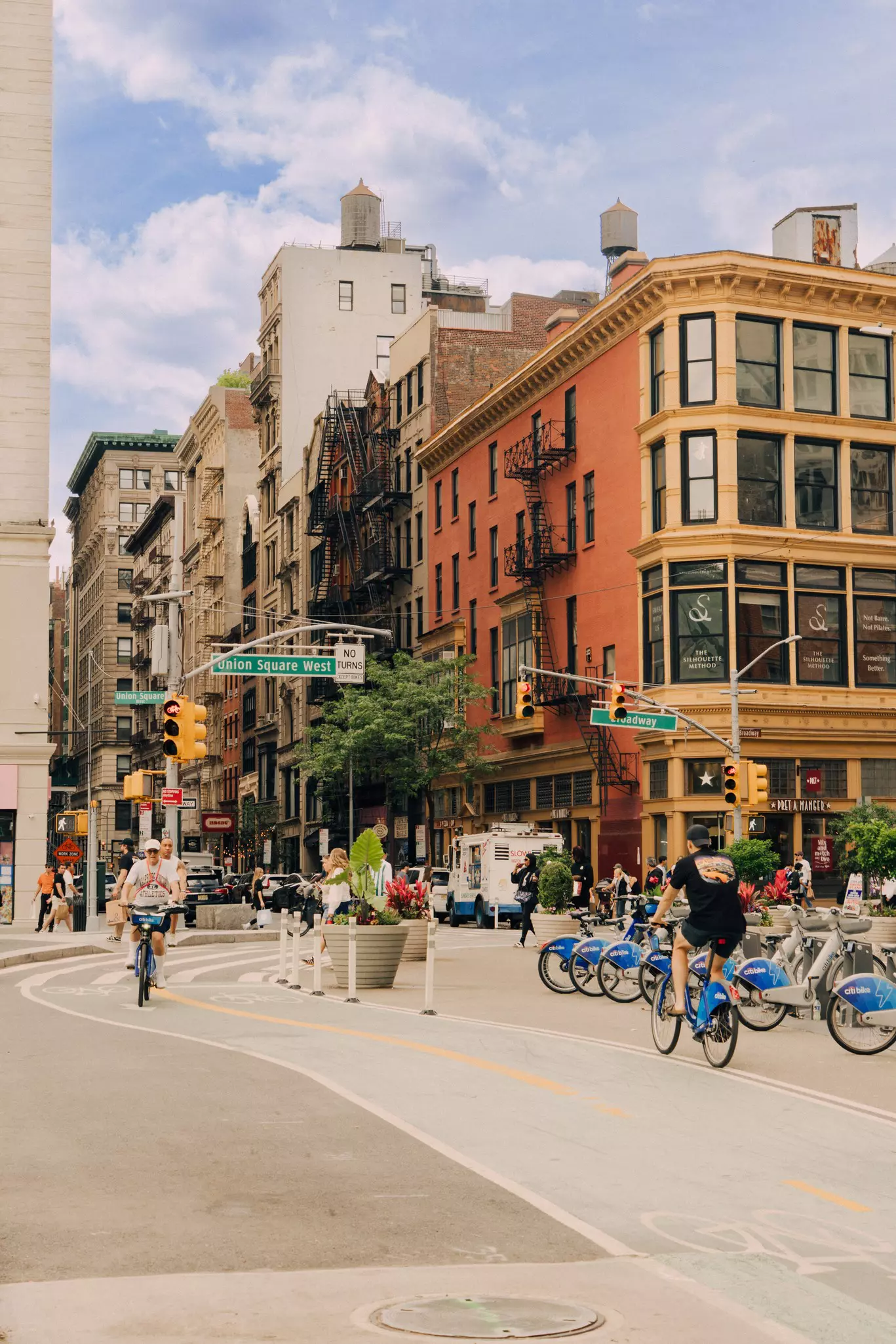 Cyclists in Union Square in NYC