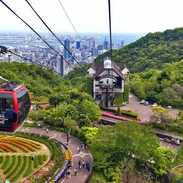 The cable car from Nunobiki Herb Gardens, Kōbe. jikgoe/Getty Images
