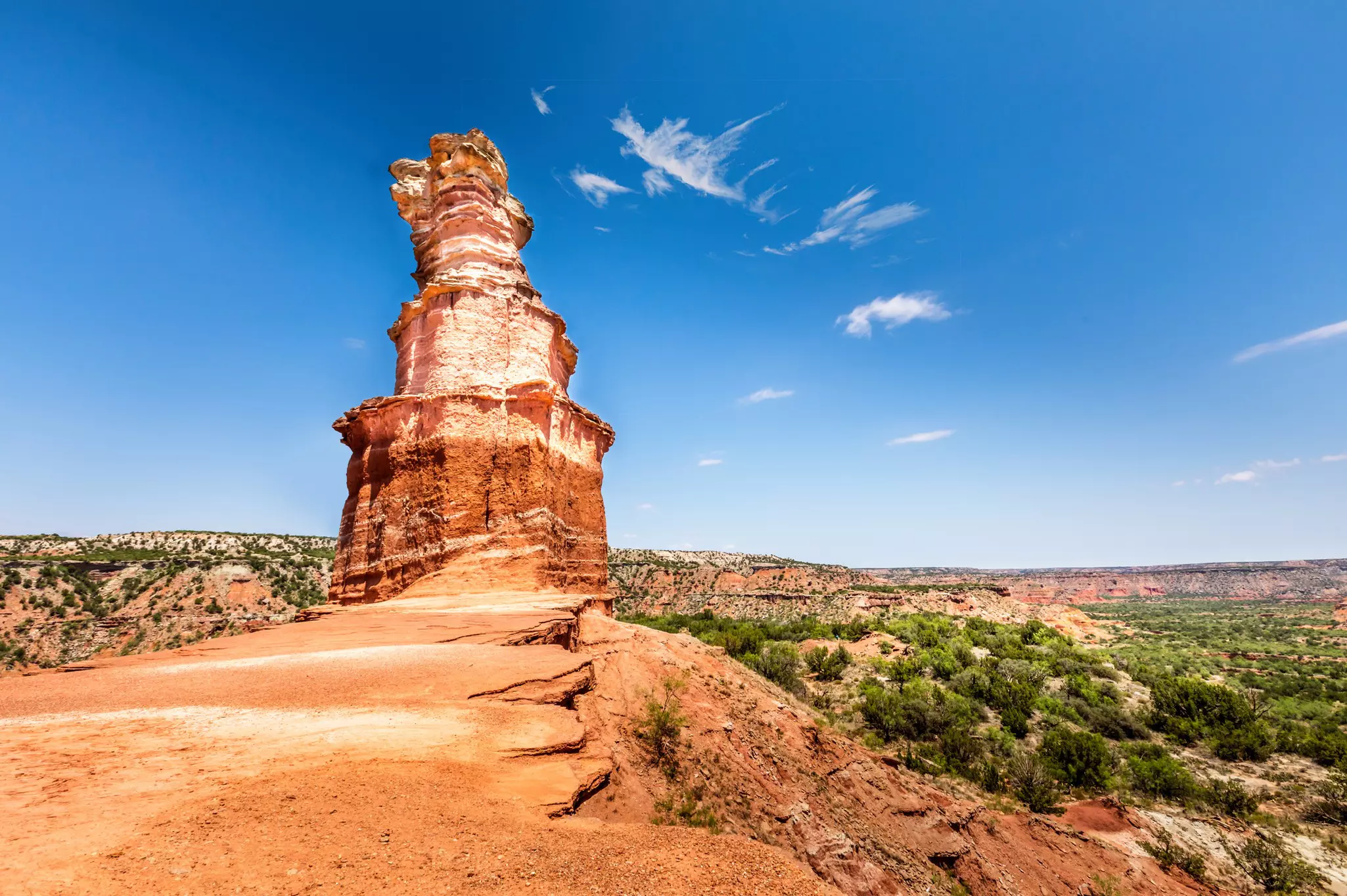 Famous Lighthouse Rock At Palo Duro Canyon State Park, Texas © Martina Birnbaum / EyeEm / Getty Images
