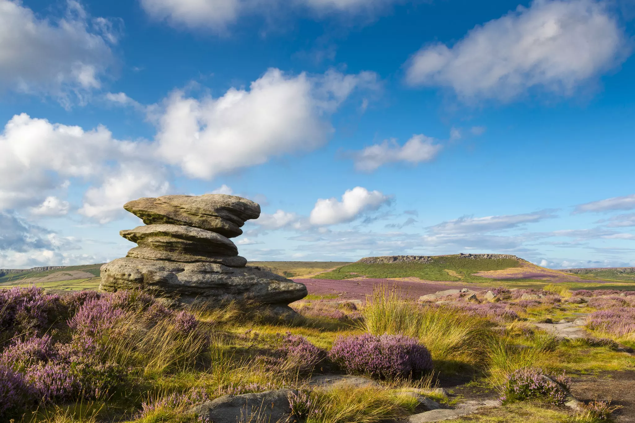 View from Hathersage Moor in Peak District National Park, Derbyshire, England, UK,