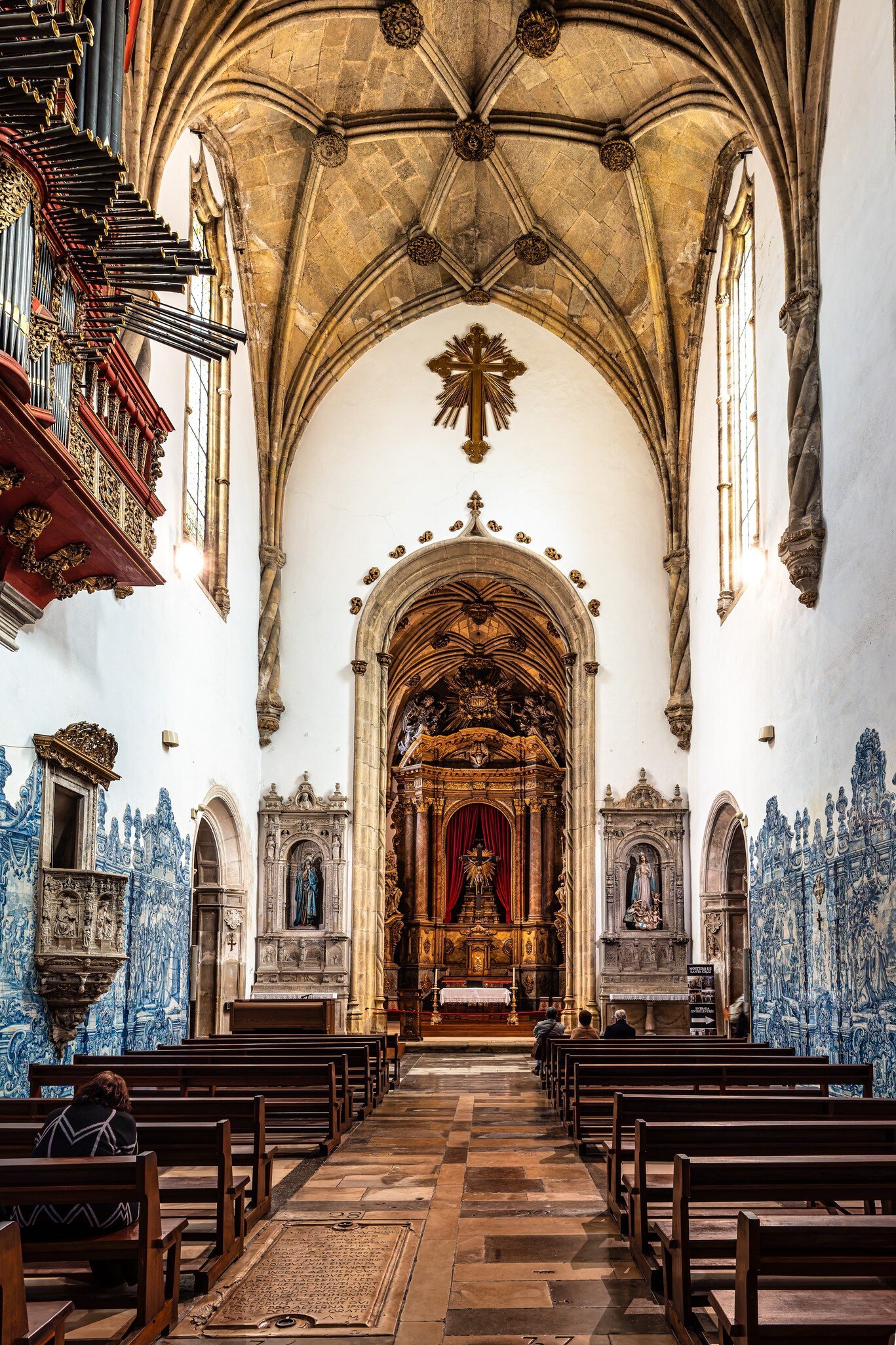 View of the interior of the Mosteiro de Santa Cruz in Coimbra, Portugal.