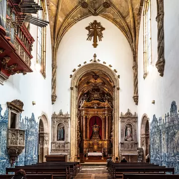 View of the interior of the Mosteiro de Santa Cruz in Coimbra, Portugal.