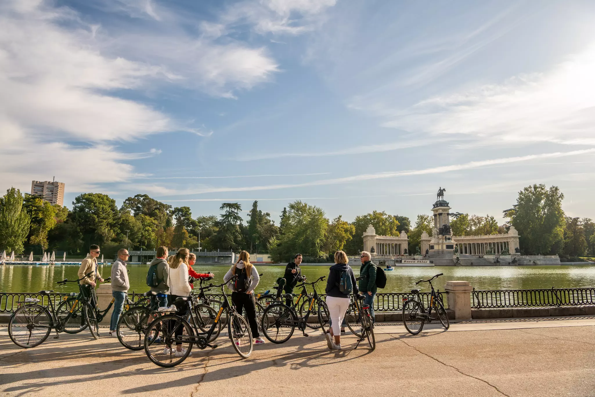 Madrid / Spain - October 16, 2019: People begin a guided bicycle tour amidst the beautiful scenery in El Retiro Park, a popular and scenic park in central Madrid., License Type: media, Download Time: 2025-02-06T21:14:22.000Z, User: rhylton_redventures, Editorial: true, purchase_order: 65030 - Newsletter, job: Lonely Planet WIP, client: Lonely Planet WIP, other: Rhianydd Hylton