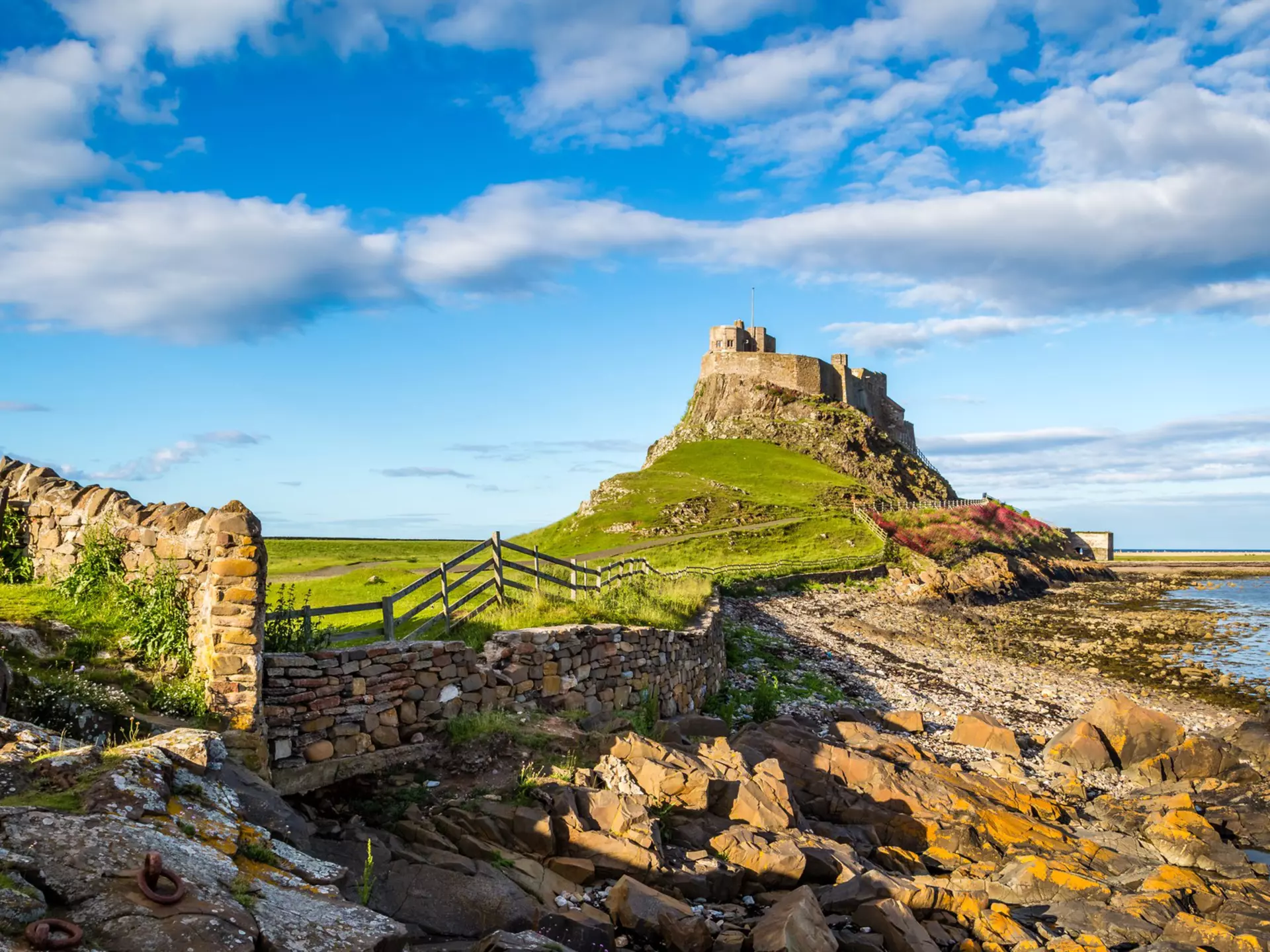 Lindisfarne Castle on the Northumberland coast, England. Michael Conrad/Shutterstock