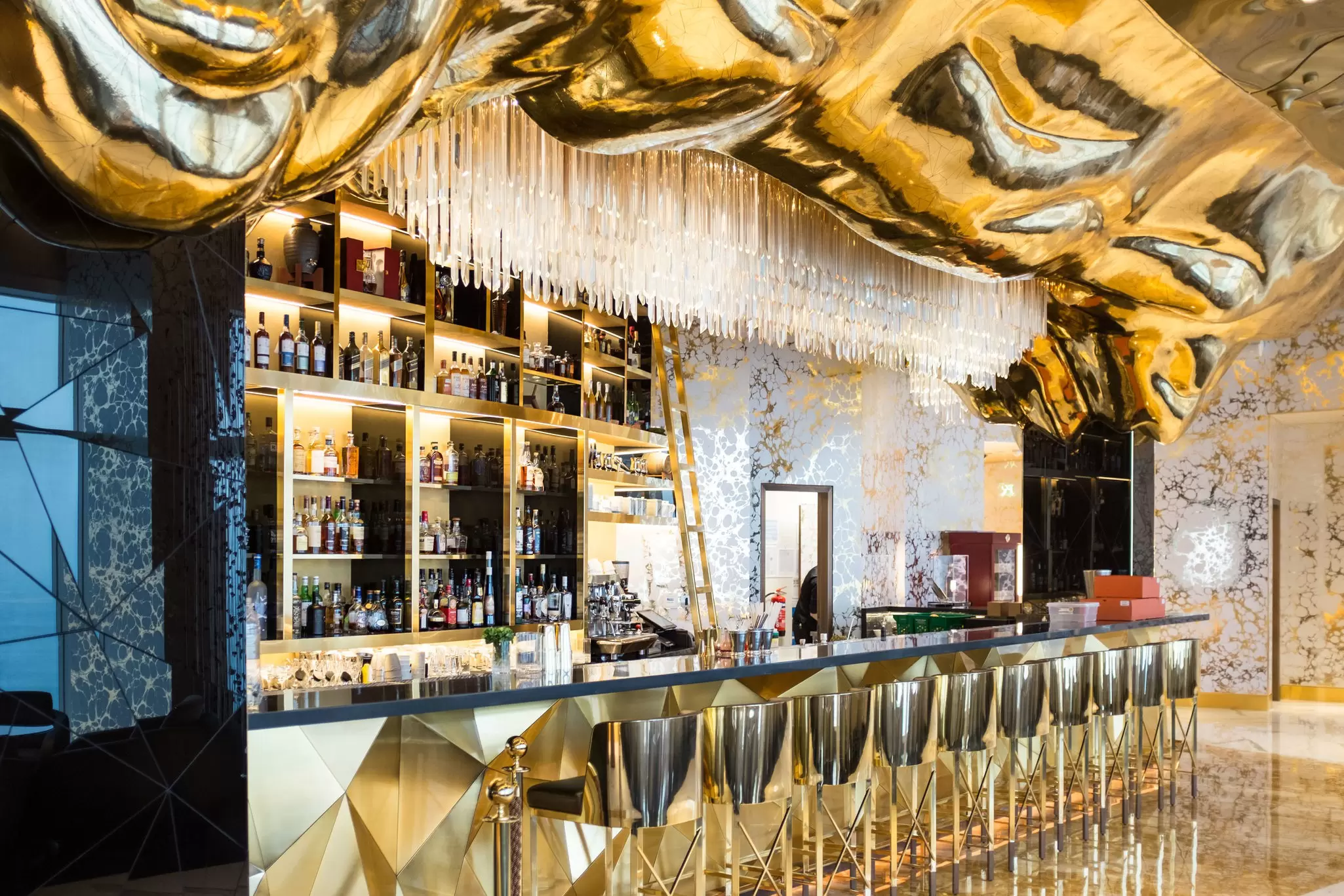 The main bar of Gold On 27 in the Burj Al Arab in Dubai