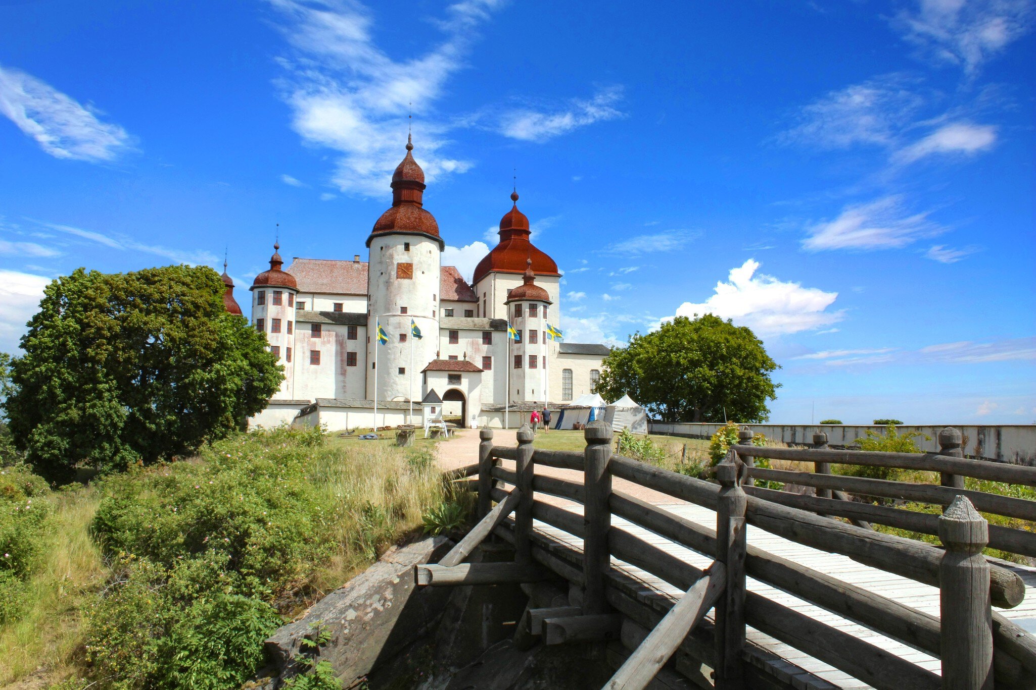 View of Lackö Slott near Lidköping on a sunny day in Sweden.
