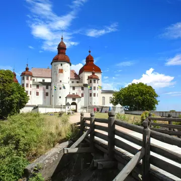 View of Lackö Slott near Lidköping on a sunny day in Sweden.