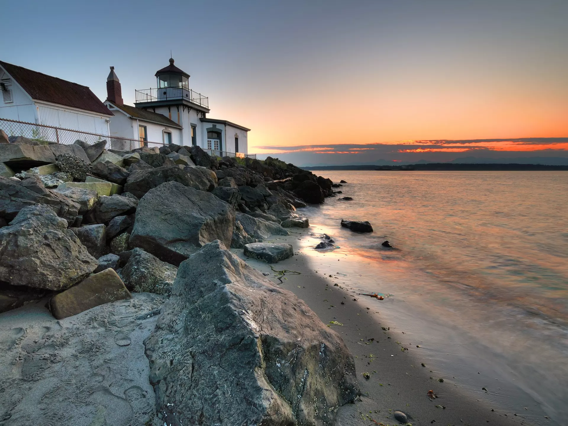 West Point lighthouse at Discovery park Seattle at dusk
37019935
architecture, bay, beach, beam, beautiful, blue, bright, building, coast, coastline, color, colorful, dark, dramatic, dusk, evening, guidance, harbor, house, landscape, light, lighthouse, nature, nautical, navigation, night, ocean, old, orange, park, point, red, reflection, rocks, sea, shore, silhouette, sky, summer, sun, sunrise, sunset, tourism, tower, travel, twilight, vacation, warning, water, waves