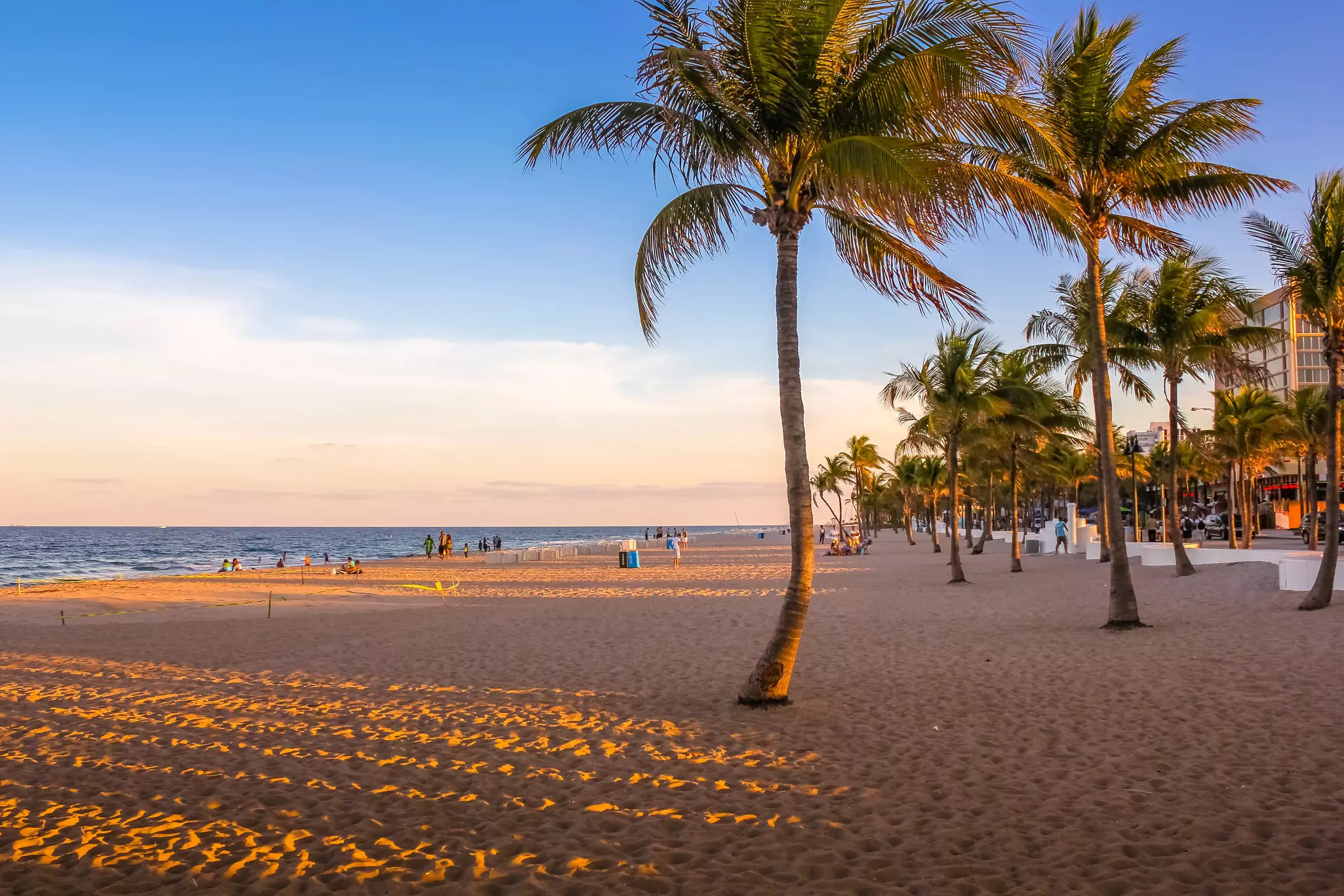 South Beach near downtown Miami at sunset. 