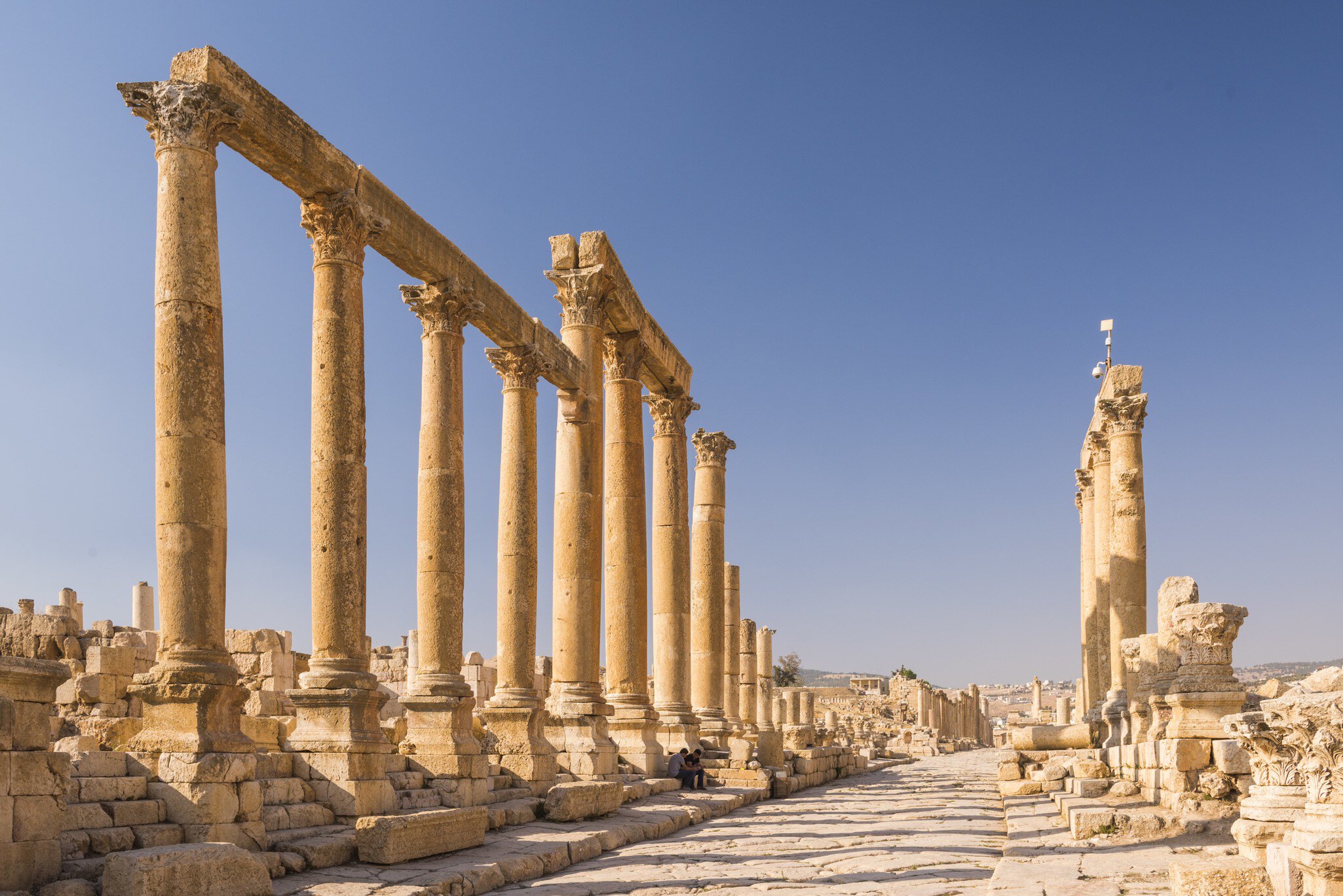 Jerash’s colonnaded Cardo Maximus, complete with manholes and underground.drainage.