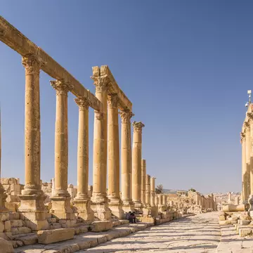 Jerash’s colonnaded Cardo Maximus, complete with manholes and underground.drainage.