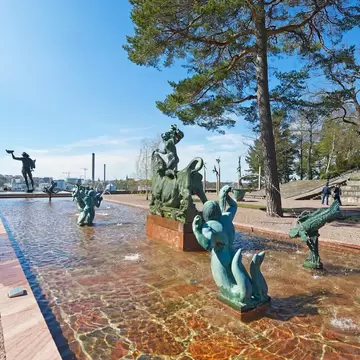 STOCKHOLM, SWEDEN - APRIL 26: Entrance at Millesgarden with statues of the sculptor Carl Milles. April 26, 2015 in Stockholm, Sweden. Created by world famous Swedish sculptor Carl Milles (1875-1955).