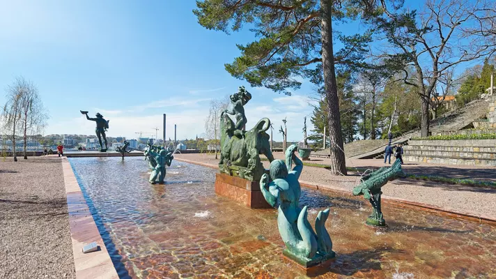 STOCKHOLM, SWEDEN - APRIL 26: Entrance at Millesgarden with statues of the sculptor Carl Milles. April 26, 2015 in Stockholm, Sweden. Created by world famous Swedish sculptor Carl Milles (1875-1955).