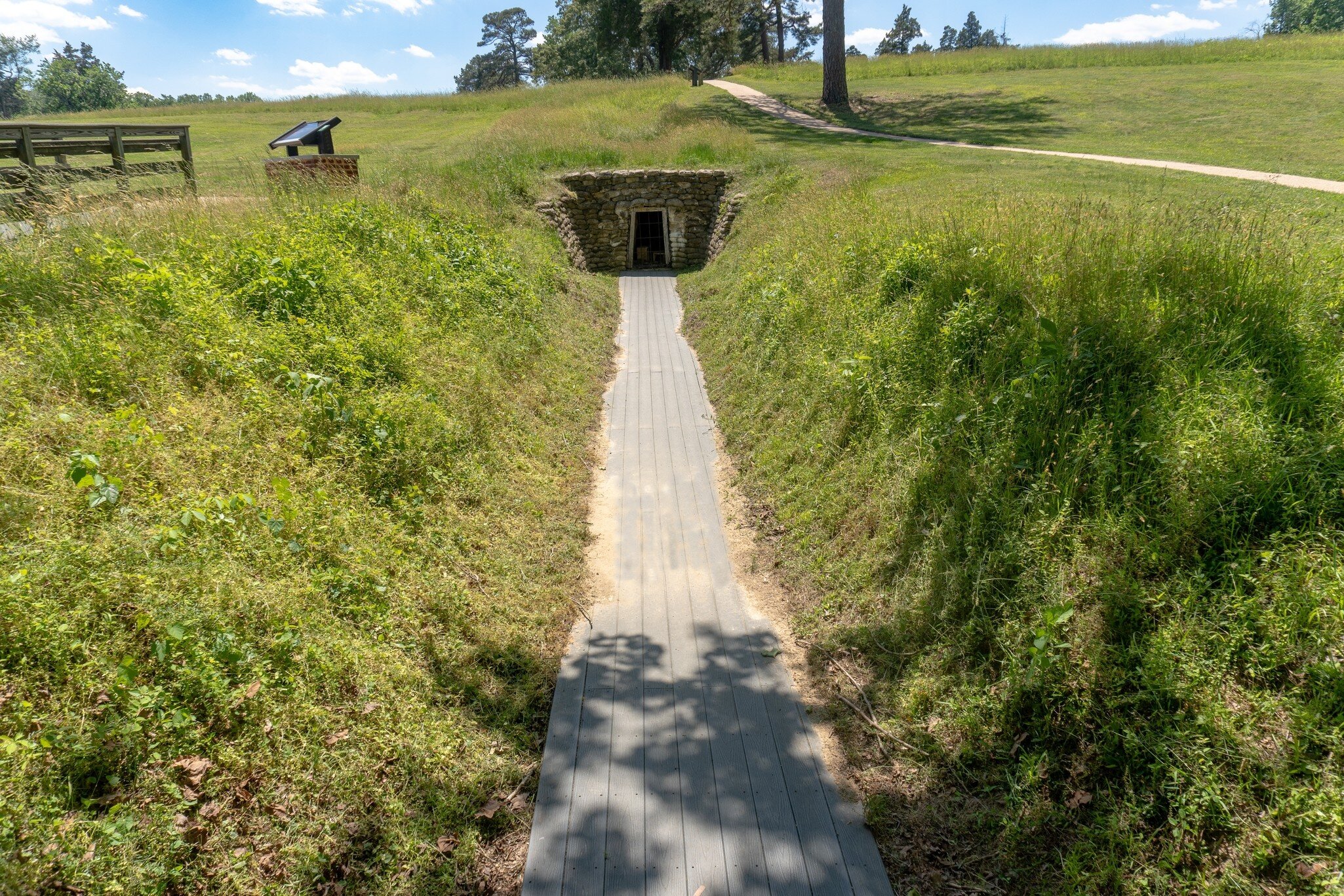 Petersburg, Virginia -2022: Petersburg National Battlefield site American Civil War Siege of Petersburg. Battle of the Crater, recreated mine entrance. Confederate fort was blown up using mine shaft.; Shutterstock ID 2170324345;