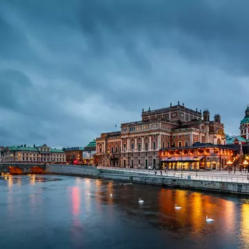 Illuminated Stockholm Royal Opera in the Evening, Sweden