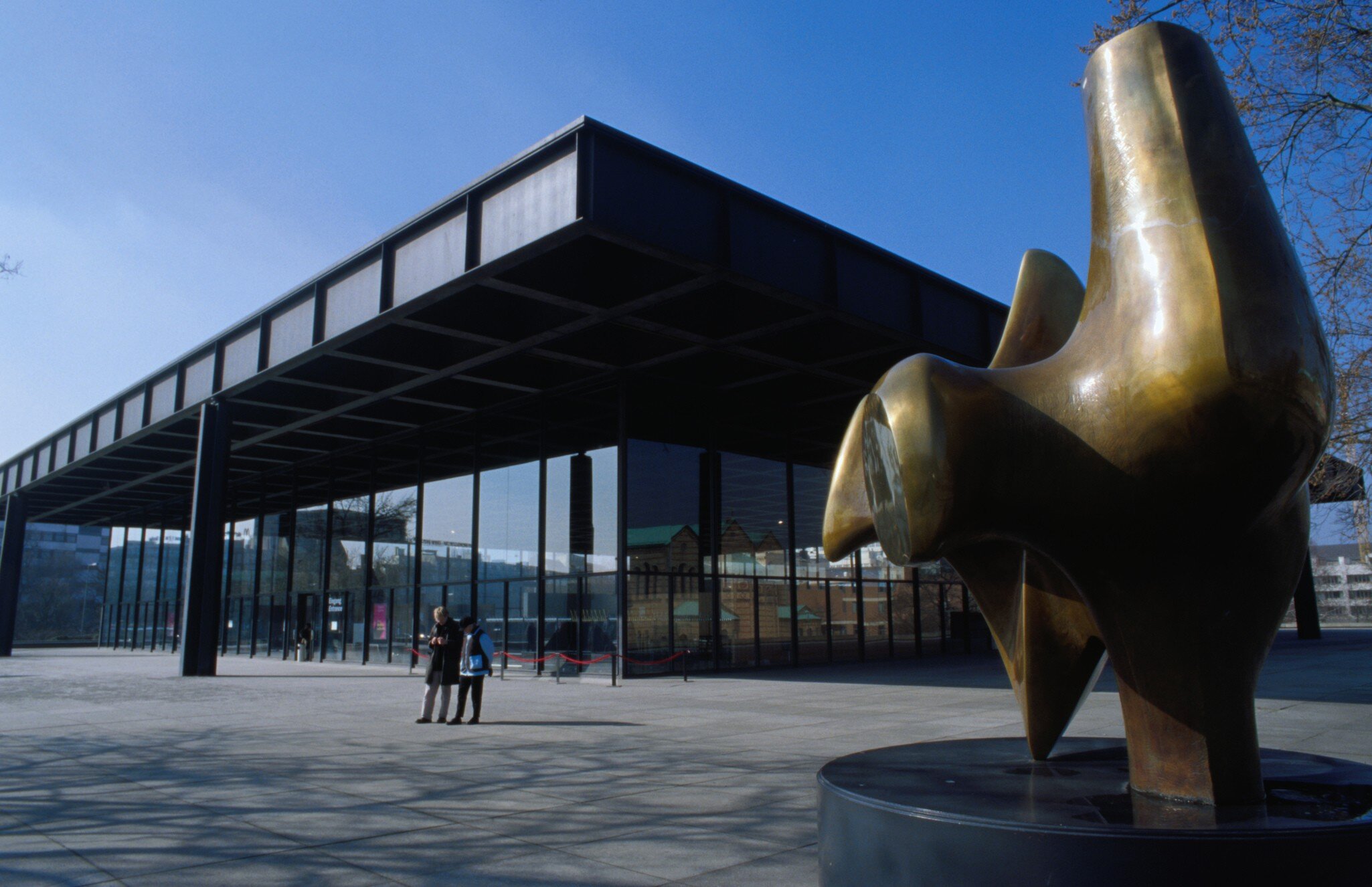 Sculpture outside Neue Nationalgalerie (New National Gallery), Tiergarten, Berlin, Germany.