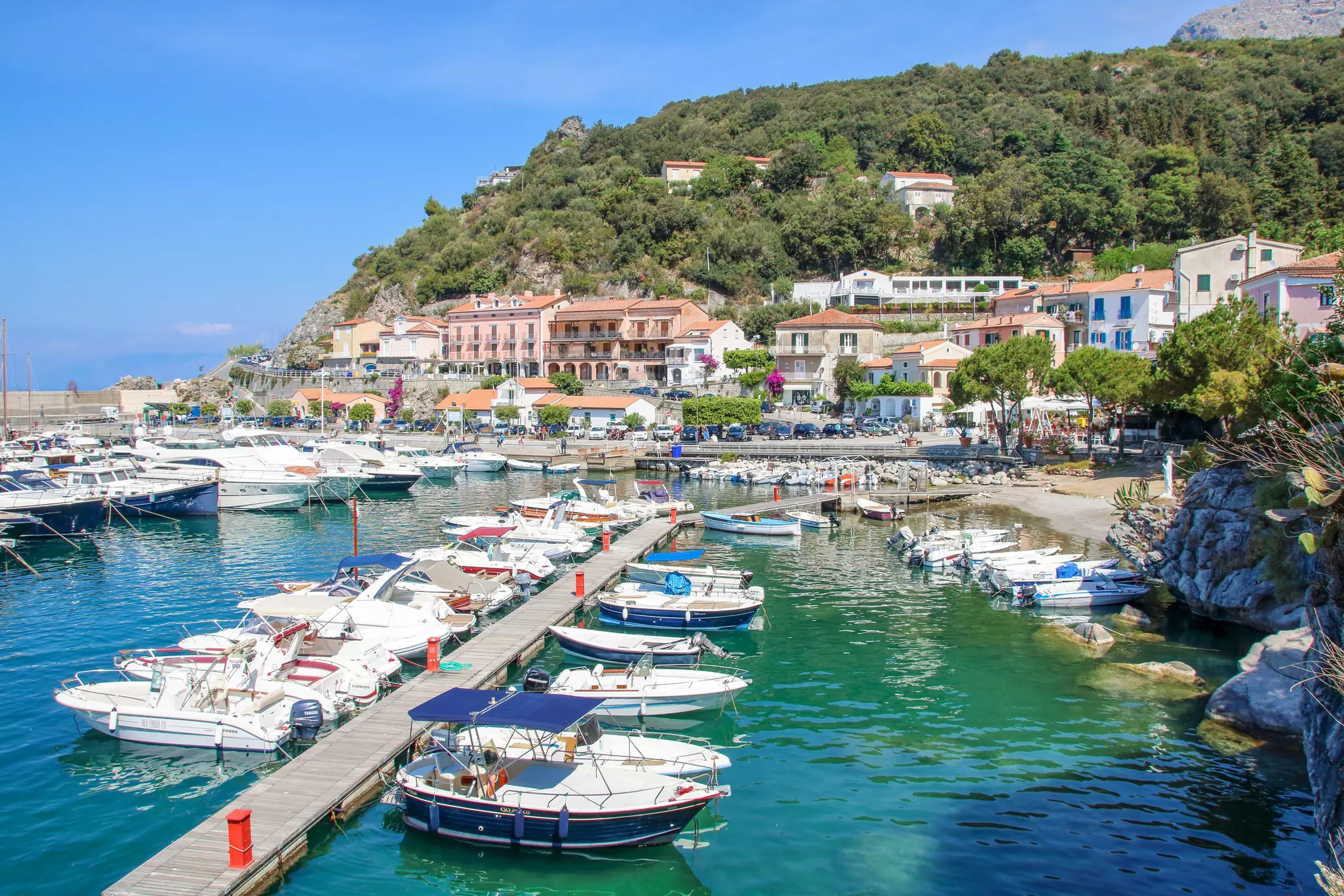 Boats docked at the Port of Maratea, Italy.