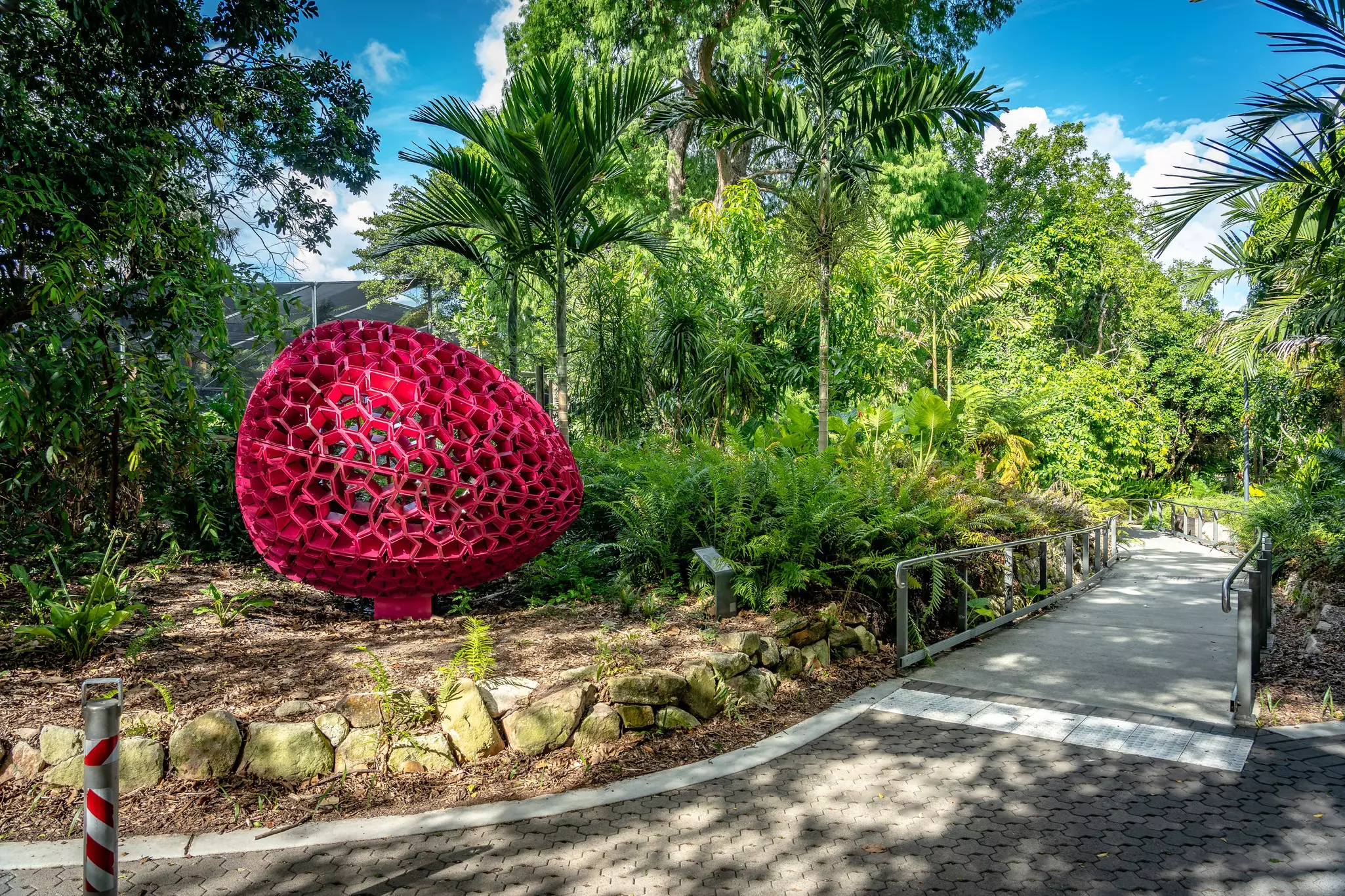 Brisbane, Australia - Jan 30, 2021: Art installation inside the Mount Coot-Tha botanic gardens
