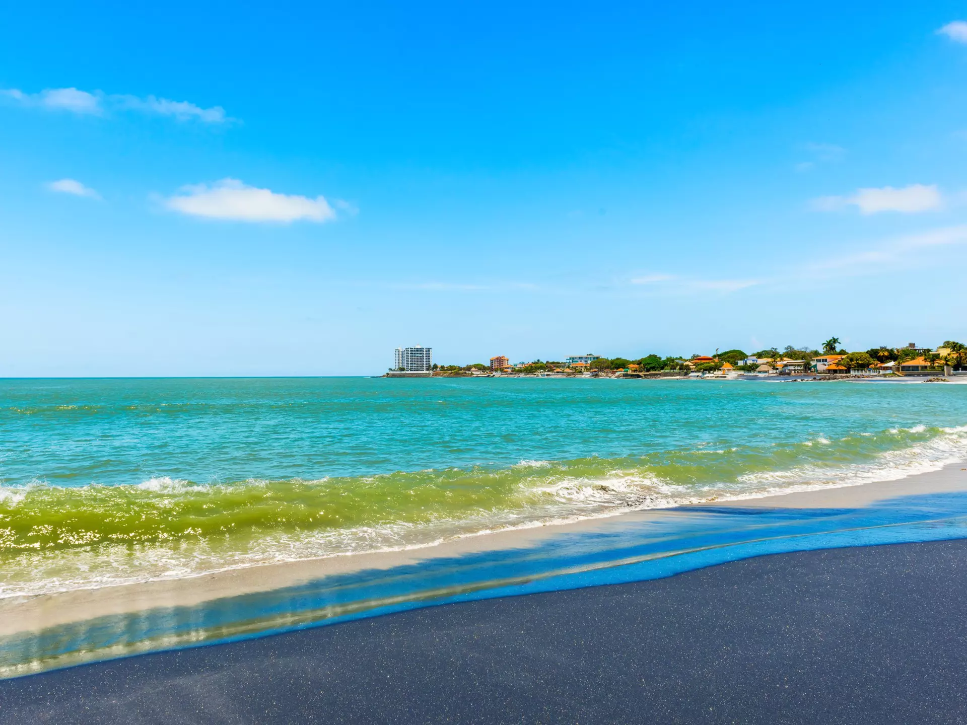 Landscape view at the coastline beaches and houses in Panama near Coronado