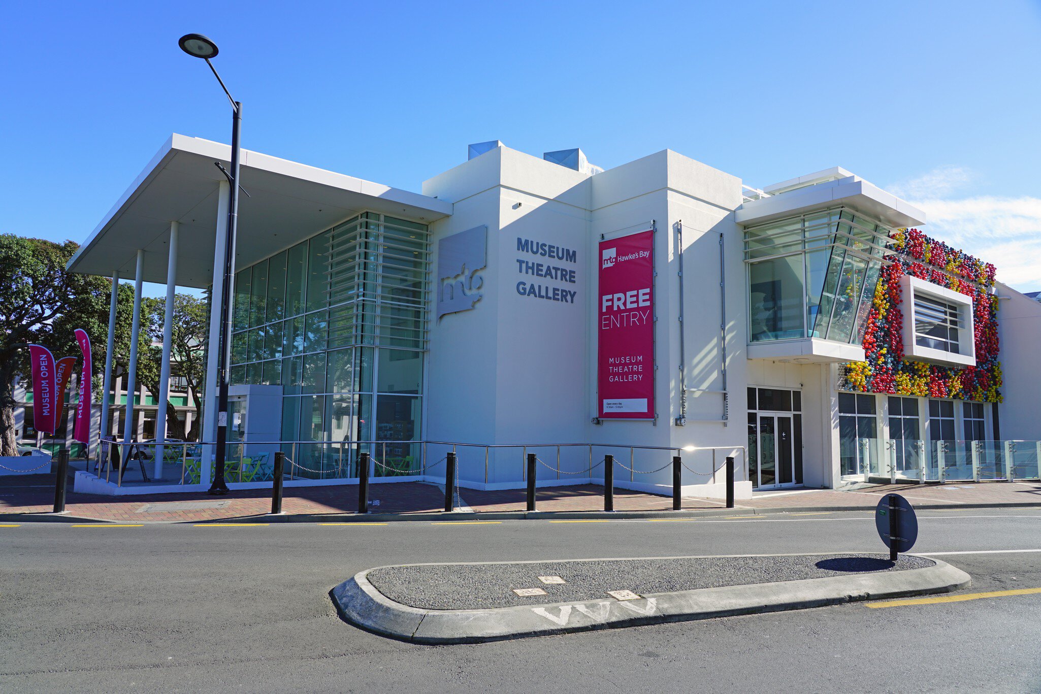 NAPIER, NEW ZEALAND -2 AUGUST 2018- View of the Museum Theatre Gallery (MTG) on Hawke’s Bay in Napier, New Zealand, considered the Art Deco capital of the world.; Shutterstock ID 1408149833; purchase_order: 65050; job: POIs; client: Lonely Planet;...