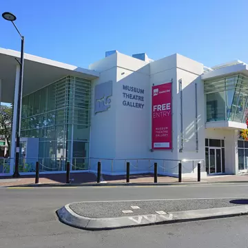 NAPIER, NEW ZEALAND -2 AUGUST 2018- View of the Museum Theatre Gallery (MTG) on Hawke’s Bay in Napier, New Zealand, considered the Art Deco capital of the world.; Shutterstock ID 1408149833; purchase_order: 65050; job: POIs; client: Lonely Planet;...