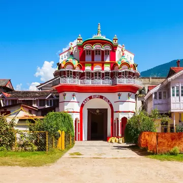 Facade of Raja Rupi Palace in Kullu town, Himachal Pradesh state in India.