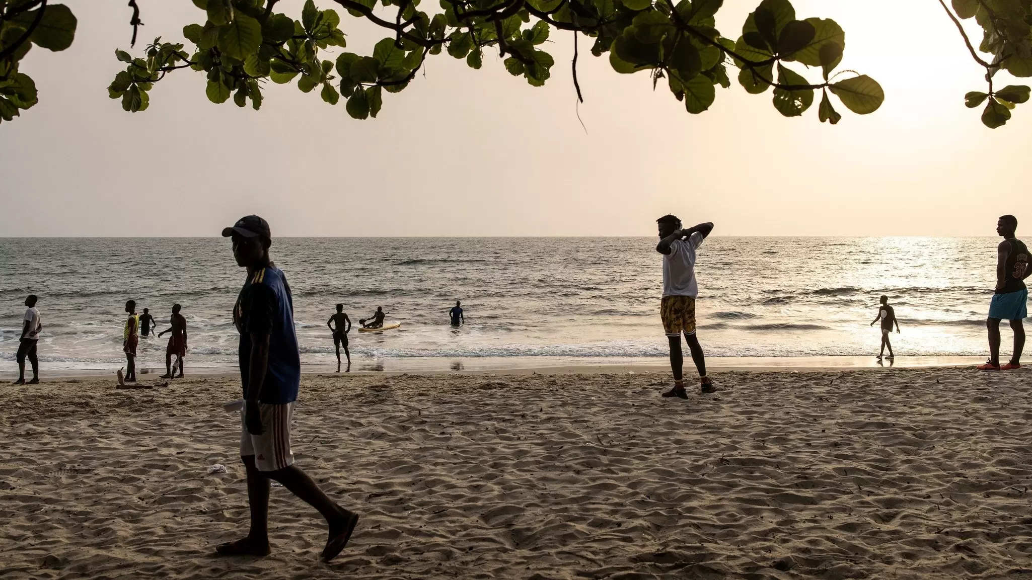 An evening scene on Lumley Beach, Freetown, Sierra Leone. John Wessels/AFP via Getty Images