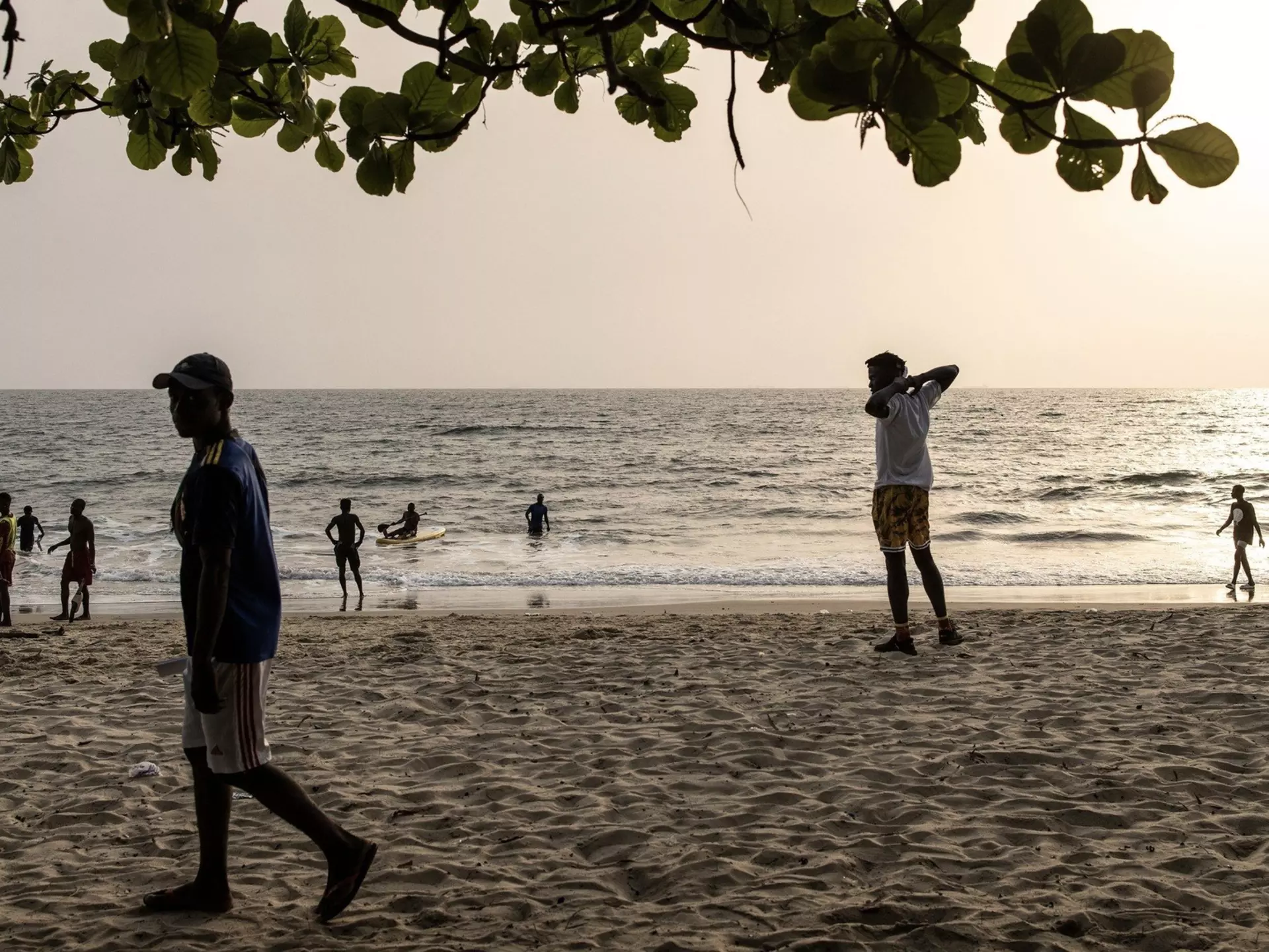 An evening scene on Lumley Beach, Freetown, Sierra Leone. John Wessels/AFP via Getty Images