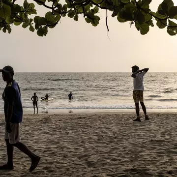 An evening scene on Lumley Beach, Freetown, Sierra Leone. John Wessels/AFP via Getty Images