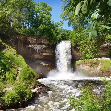 Minnehaha Falls of Minneapolis, Minnesota, USA. A popular tourist destination in the city of Minneapolis.
