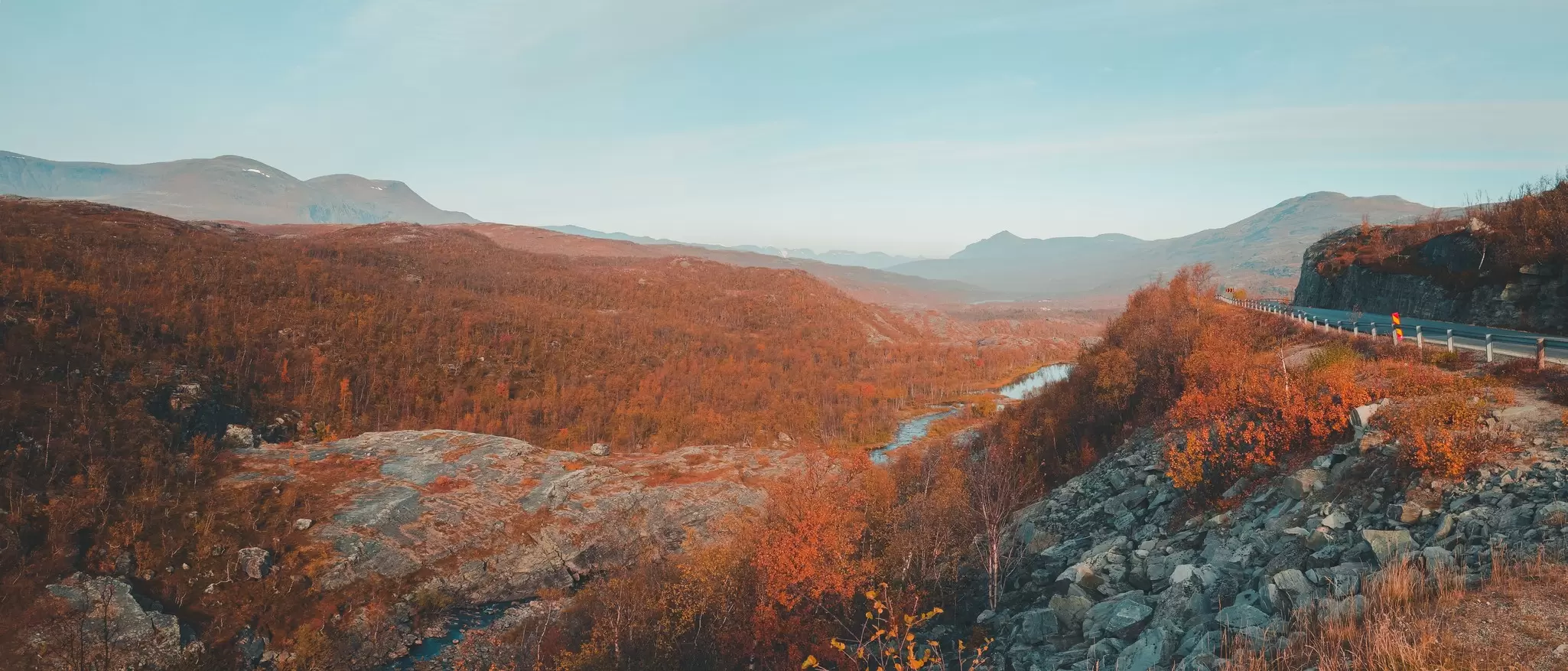 Autumn colors across the fells at Kilpisjarvi, Finland