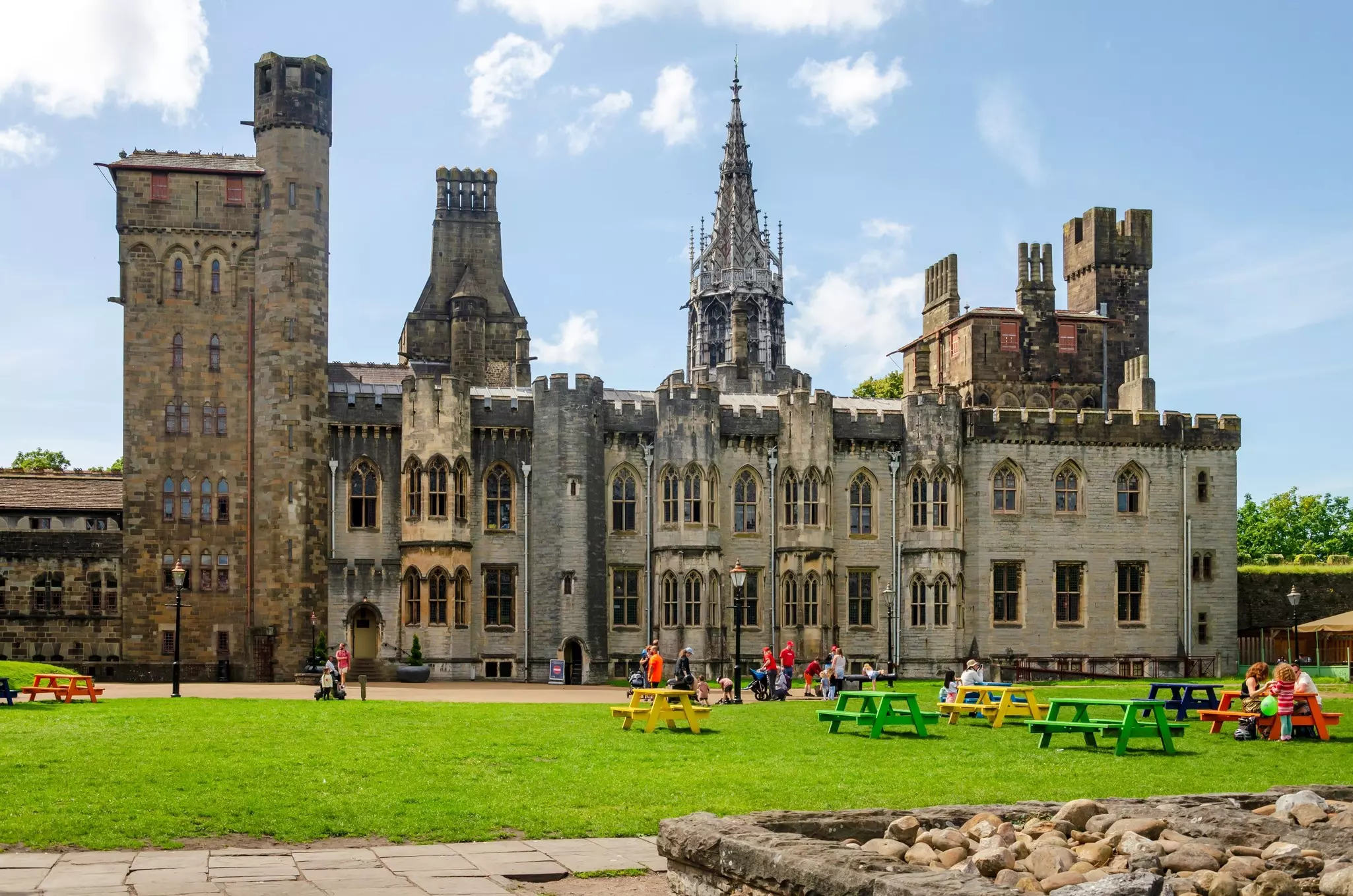 A view of the residential quarters at Cardiff Castle, Wales.