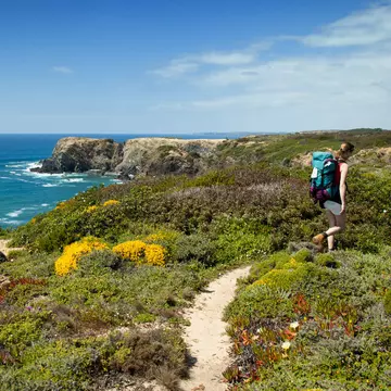 Hiking along the Costa Vicentina in the Algarve. hansslegers/Getty Images