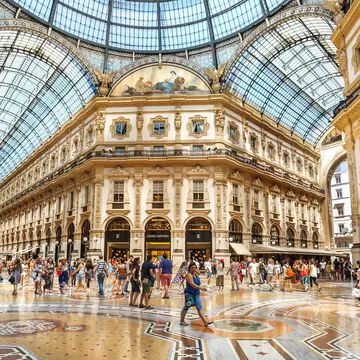 Milan, Italy - July 16, 2016: Galleria Vittorio Emanuele II is one of the most popular shopping areas in Milan.