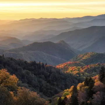 A sunset view from the Blue Ridge Parkway, North Carolina. anthony heflin/Shutterstock