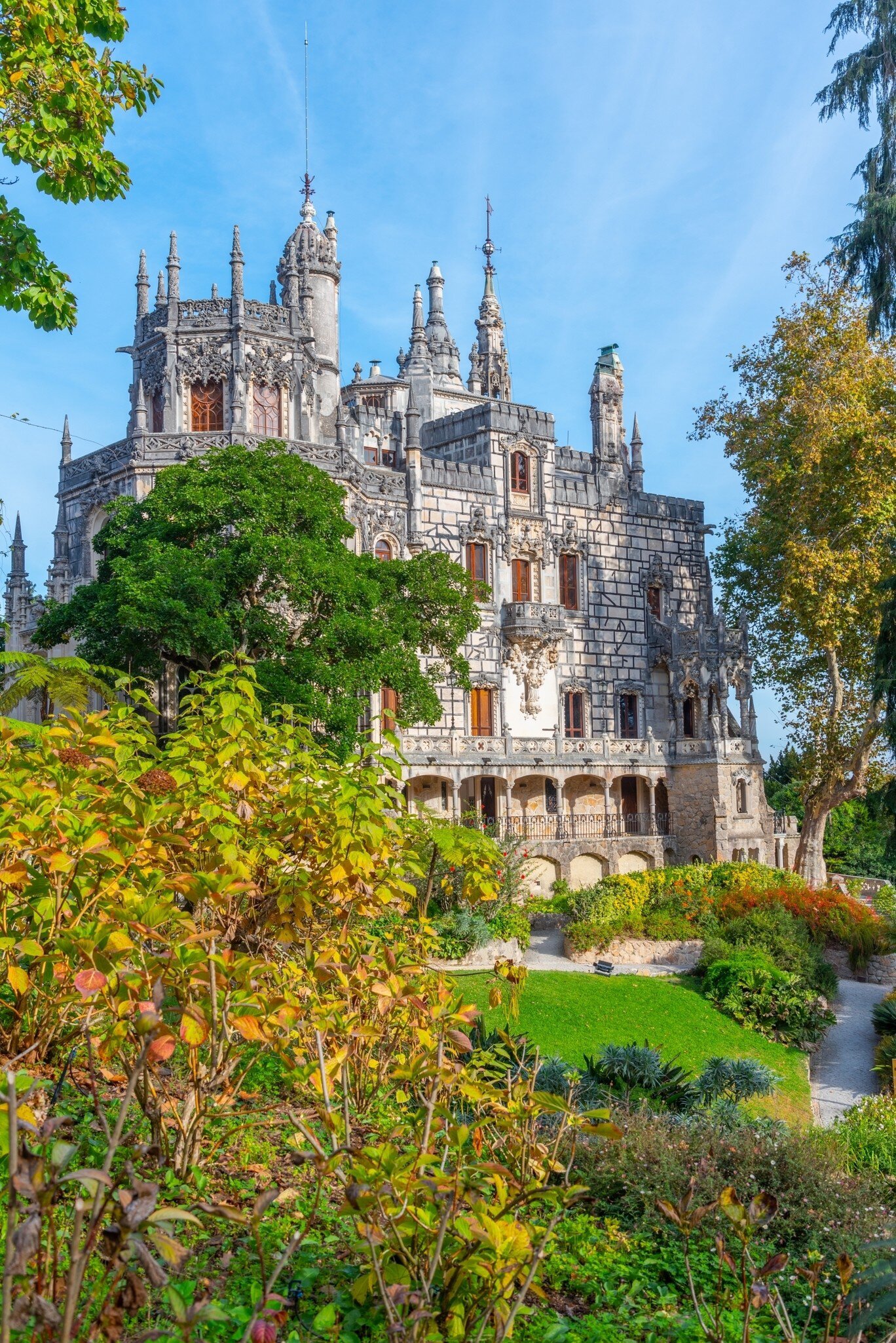 Exterior view of Quinta da Regaleira in Sintra, Portugal.