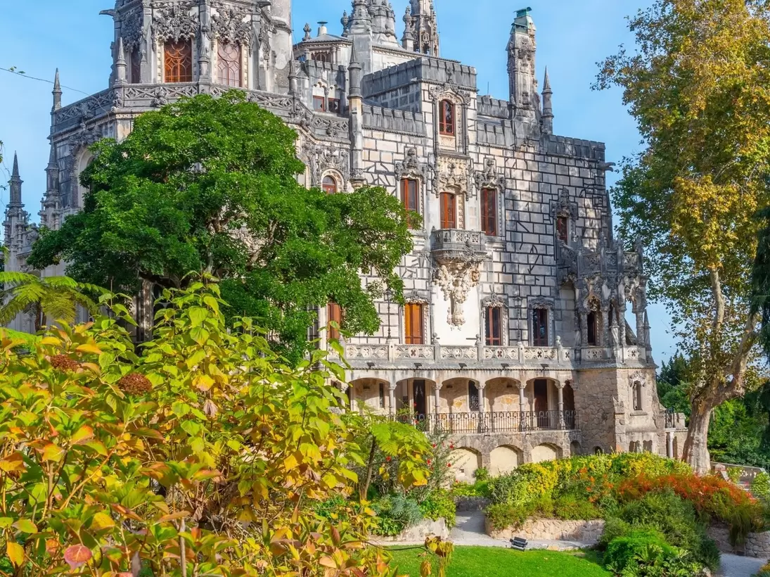 Exterior view of Quinta da Regaleira in Sintra, Portugal.