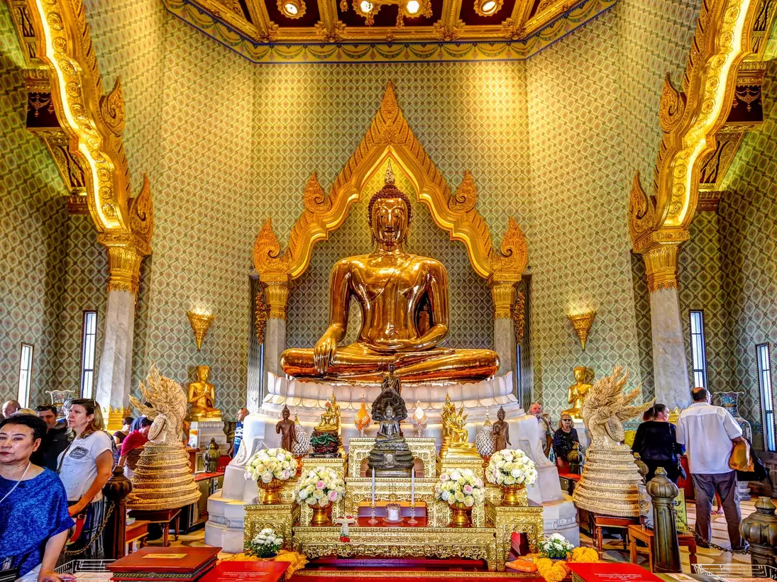 December 26, 2019: Gold Buddha at the Wat Traimit temple in Bangkok.
1621268833
ancient, architecture, art, asia, asian, bangkok, buddha, buddharupa, buddhism, buddhist, building, culture, decoration, gold, golden, grand, landmark, leaf, maravijaya, monk, old, palace, pho, phra nakhon, prayer, recline, reclining, religion, religious, sect, statue, temple, thai, thailand, theravada, tourism, travel, wat, worship