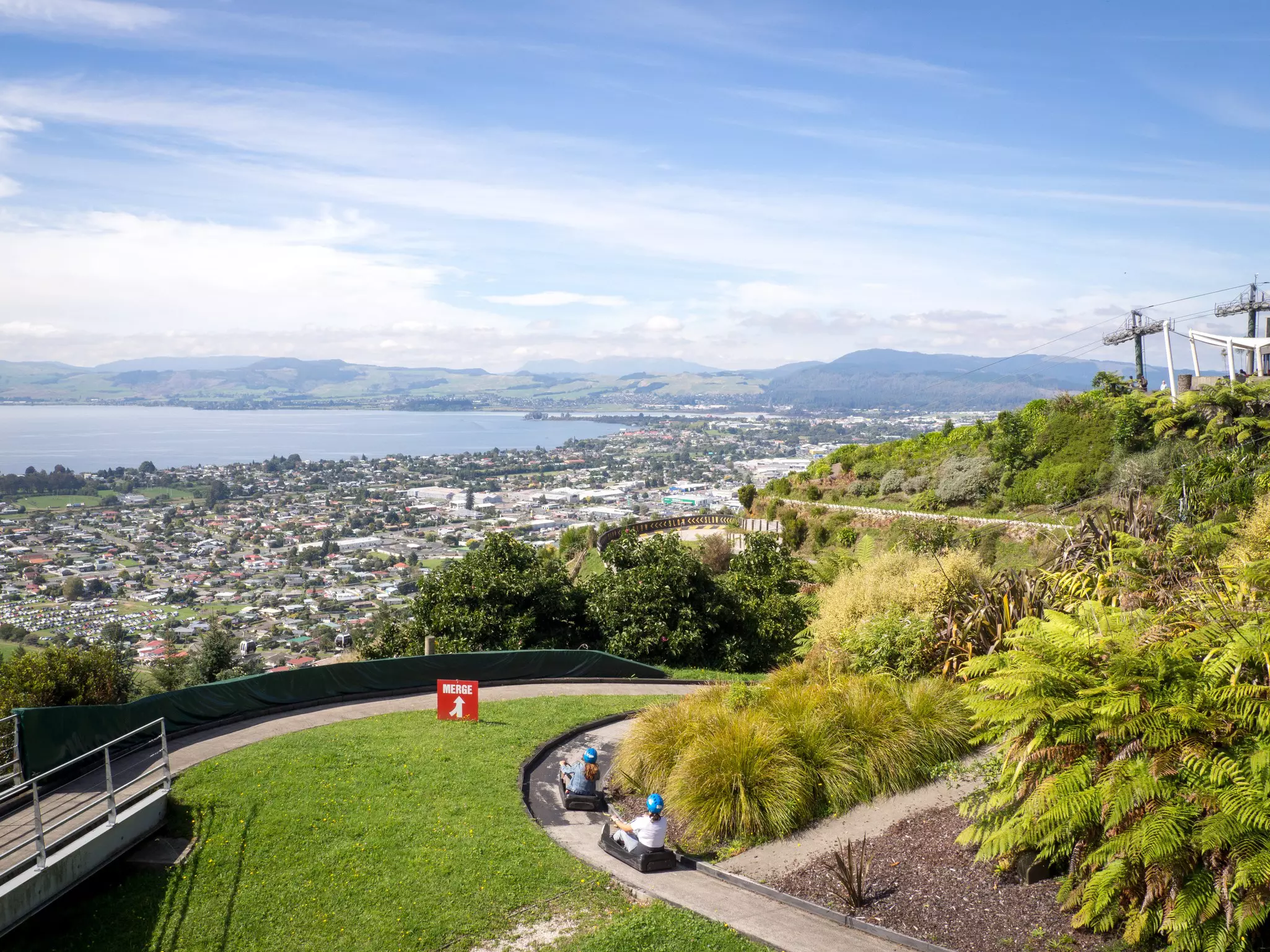 A view over Lake Rotorua in New Zealand. 