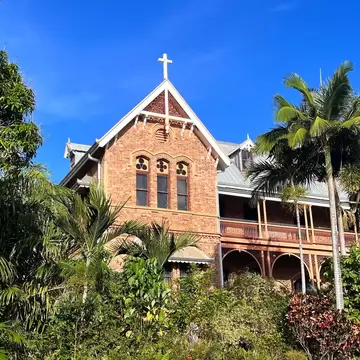 Facade of Cooktown Museum (formerly James Cook Historical Museum), a heritage-listed former convent and school and now museum at Cooktown. Queensland, Australia 