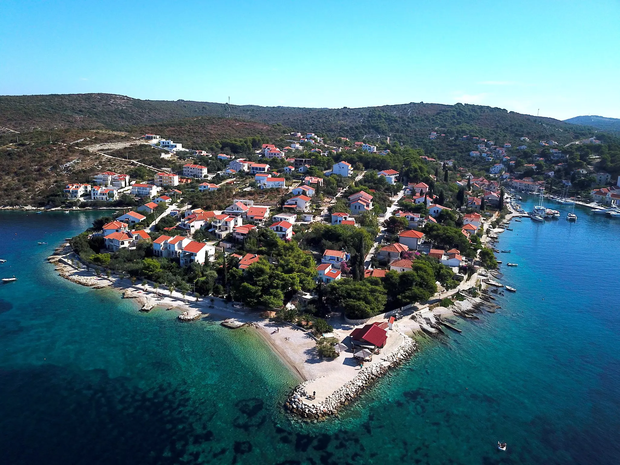 The peaceful harbour of Maslinica on the island of Šolta, Croatia