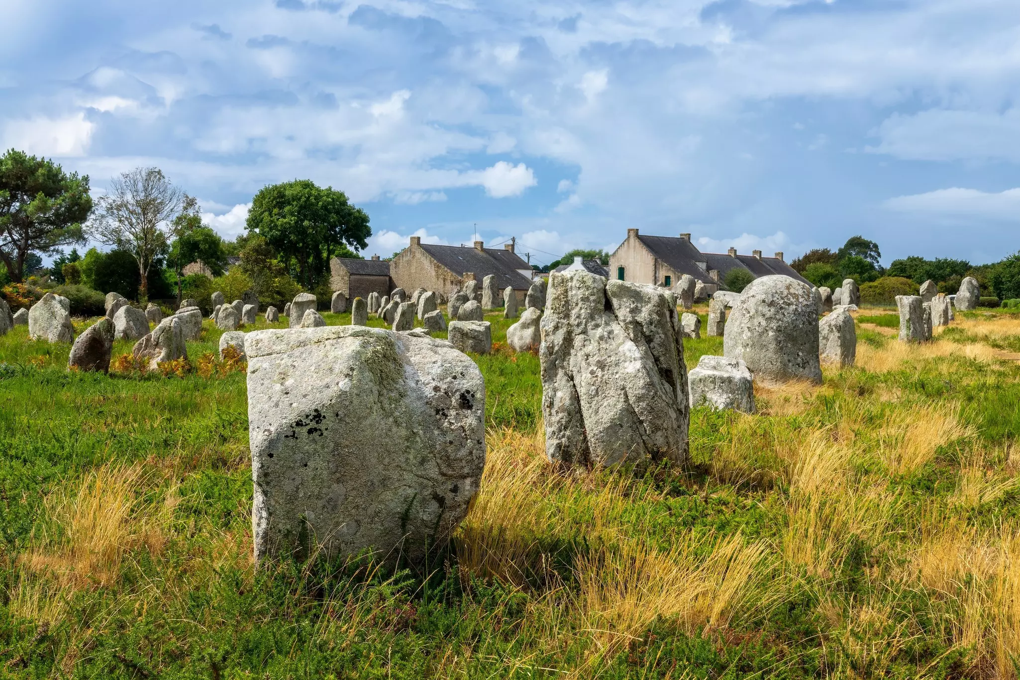 Standing stones (menhirs) in the Ménec alignment in Carnac.