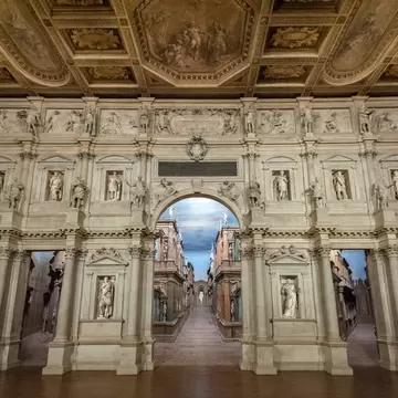 DECEMBER 29, 2018: Interior of the Olympic theatre (teatro olimpico), the oldest surviving stage set of the renaissance period that is still in existence.