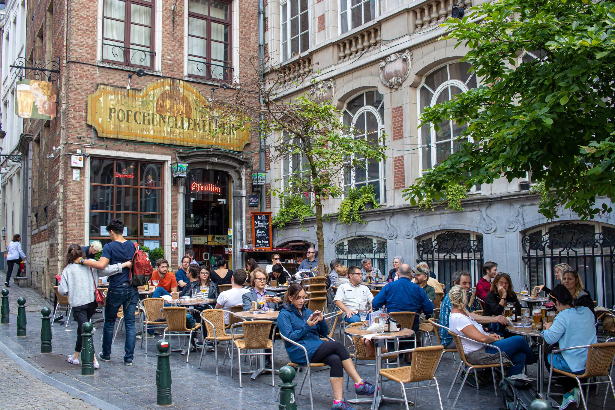 Taverns along the street in Ghent.