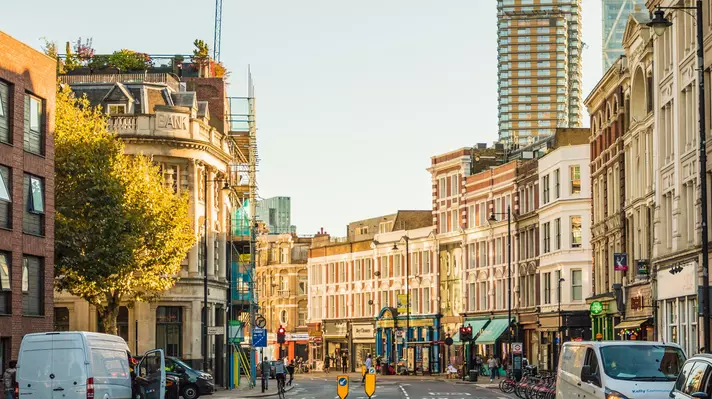 A view of shoreditch high street in London