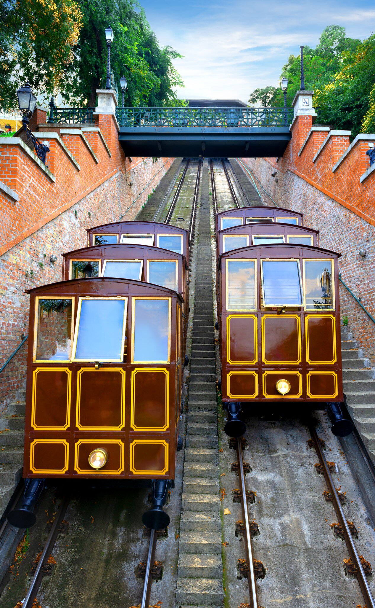 View of the funicular in Budapest, Hungary.
