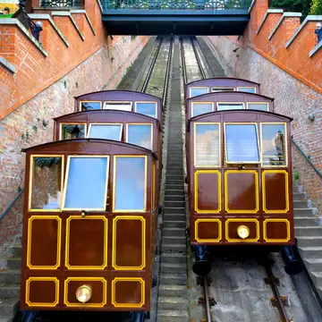 View of the funicular in Budapest, Hungary.