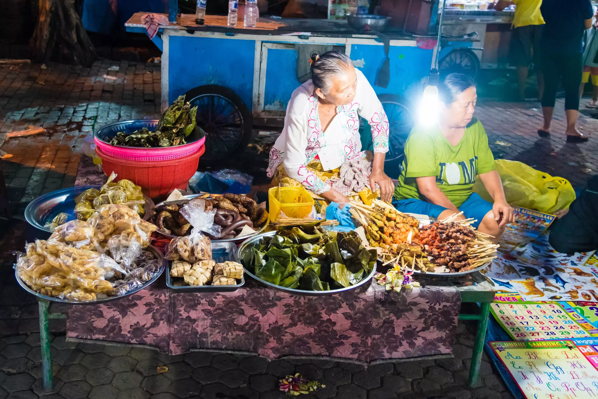 Vendors at a night market