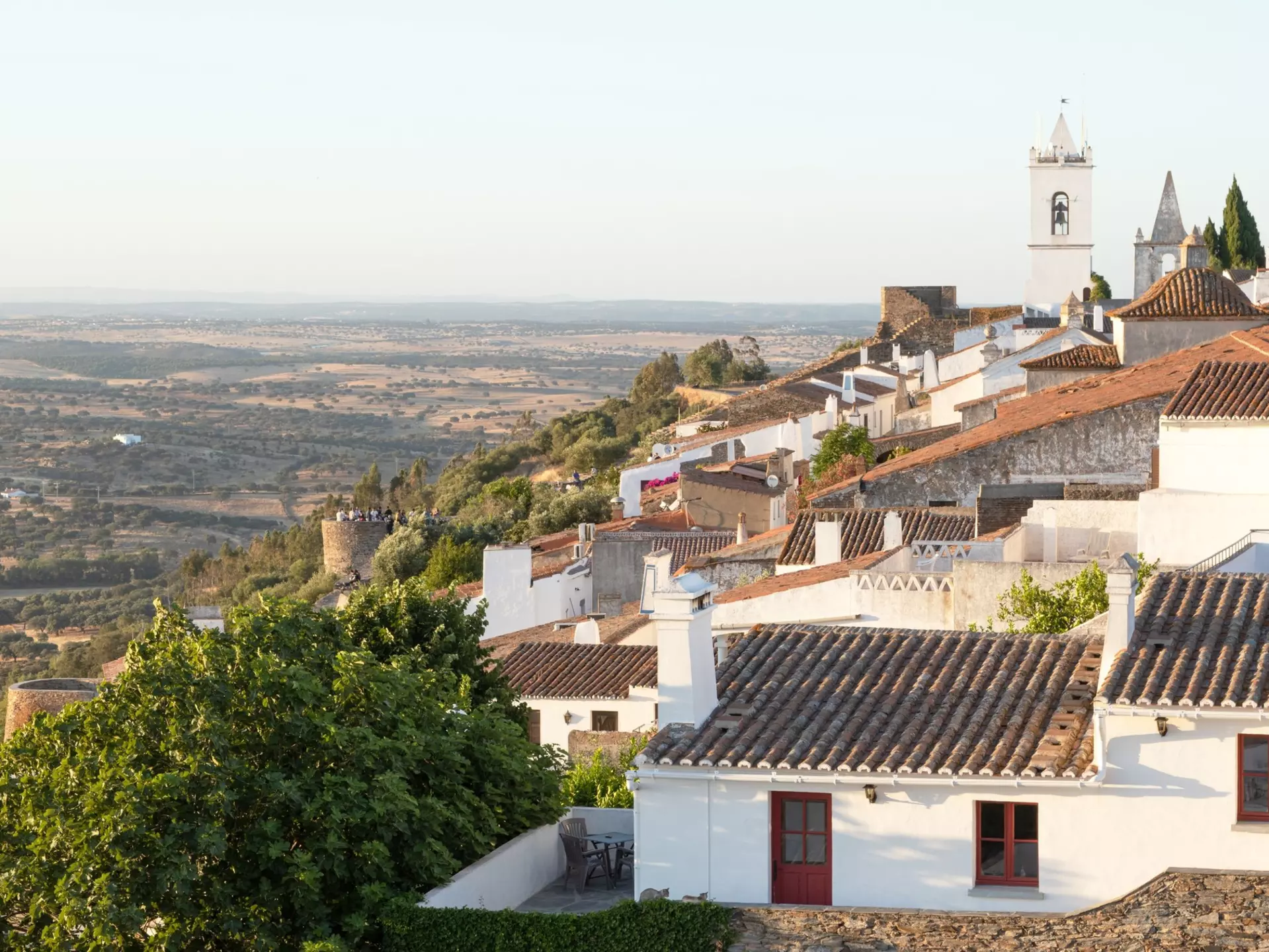 graceful medieval village of Monsaraz view from the highest part of the castle. Historic village made of lime and schist, located on the top of the hill. Alentejo destination. picturesque white facade, License Type: media, Download Time: 2026-06-03T13:43:15.000Z, User: clairenaylor, Editorial: false, purchase_order: 65050 - Digital Destinations and Articles, job: Online editorial, client: Portugal villages, other: Claire Naylor
