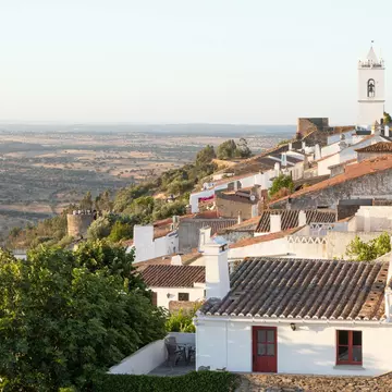 graceful medieval village of Monsaraz view from the highest part of the castle. Historic village made of lime and schist, located on the top of the hill. Alentejo destination. picturesque white facade, License Type: media, Download Time: 2026-06-03T13:43:15.000Z, User: clairenaylor, Editorial: false, purchase_order: 65050 - Digital Destinations and Articles, job: Online editorial, client: Portugal villages, other: Claire Naylor